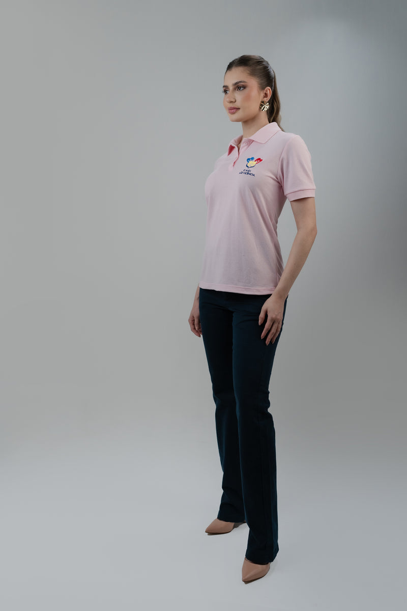 CAMISA POLO FEMININA ROSA BEBÊ