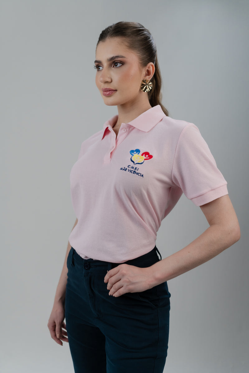 CAMISA POLO FEMININA ROSA BEBÊ