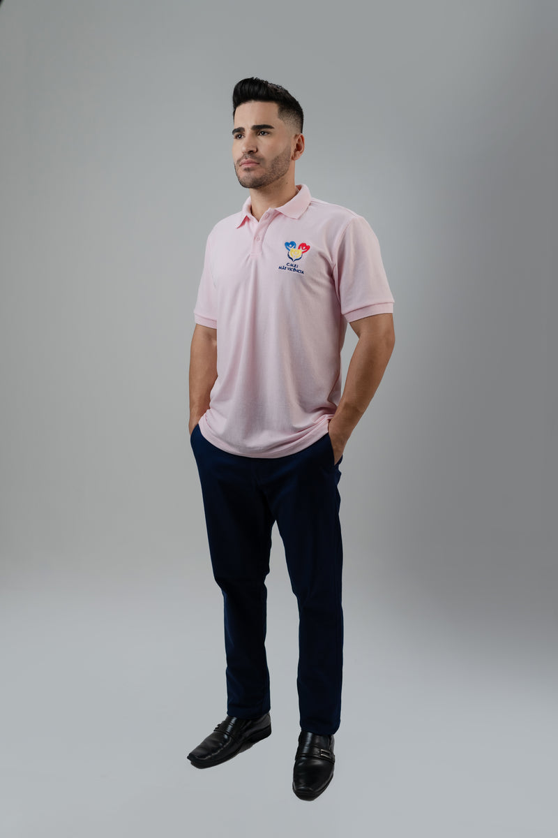 CAMISA POLO MASCULINA ROSA BEBÊ