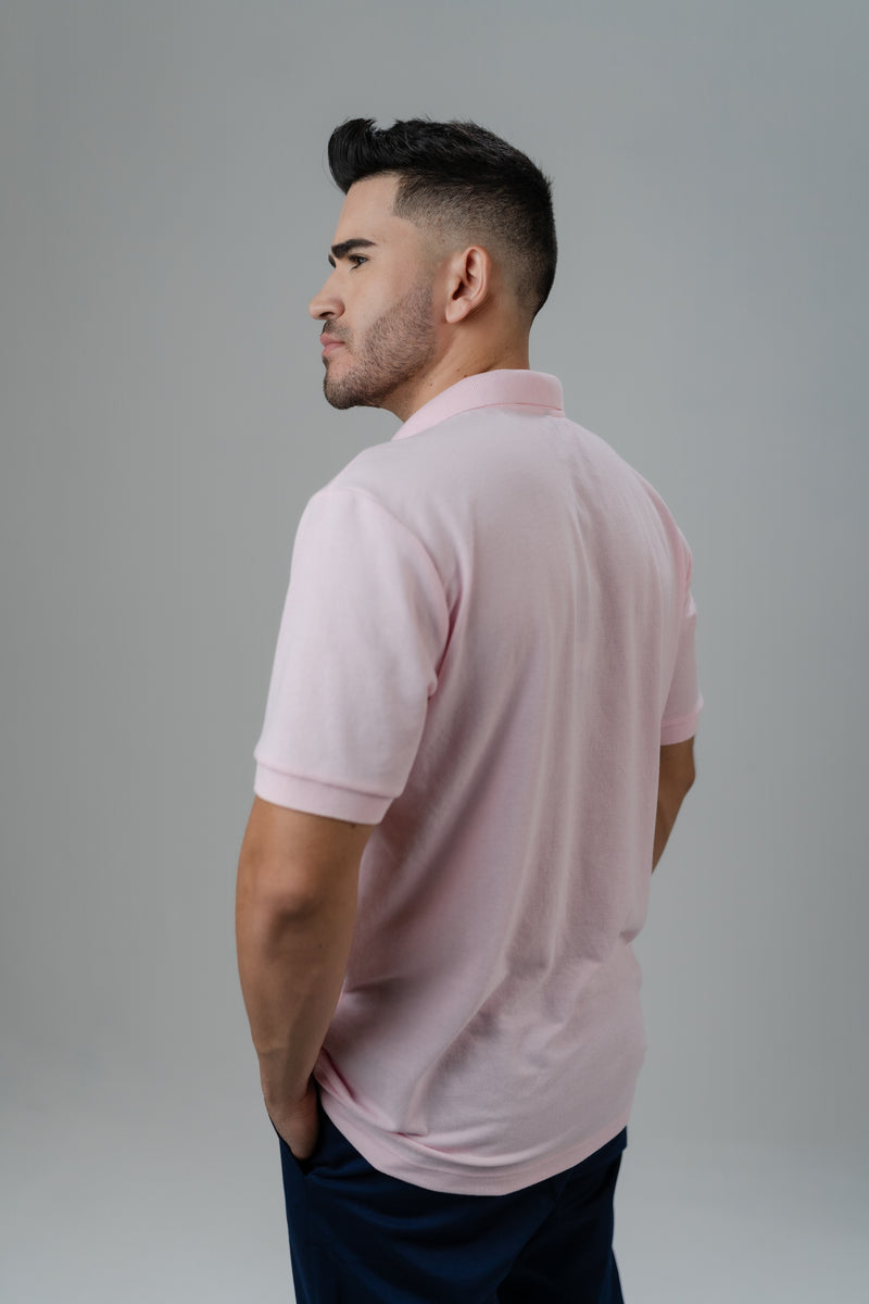 CAMISA POLO MASCULINA ROSA BEBÊ