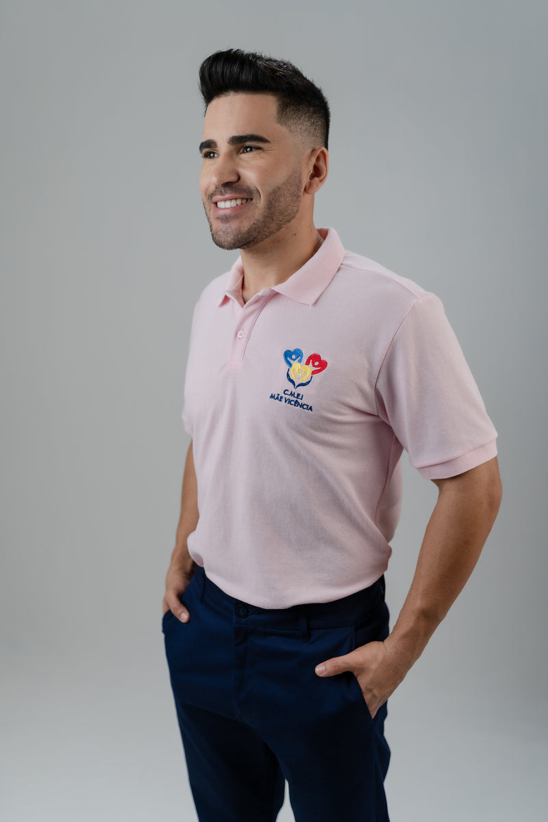 CAMISA POLO MASCULINA ROSA BEBÊ