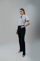 CALÇA DE SARJA RETA FEMININA AZUL MARINHO