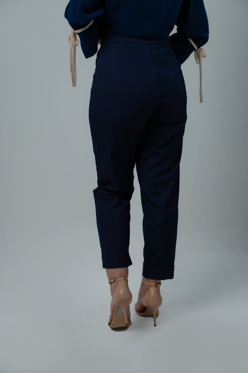 CALÇA ALFAIATARIA CENOURA FEMININA AZUL MARINHO