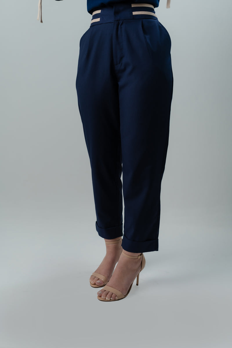 CALÇA ALFAIATARIA CENOURA FEMININA AZUL MARINHO