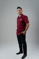 CAMISA SOCIAL MANGA CURTA MASCULINA BORDÔ