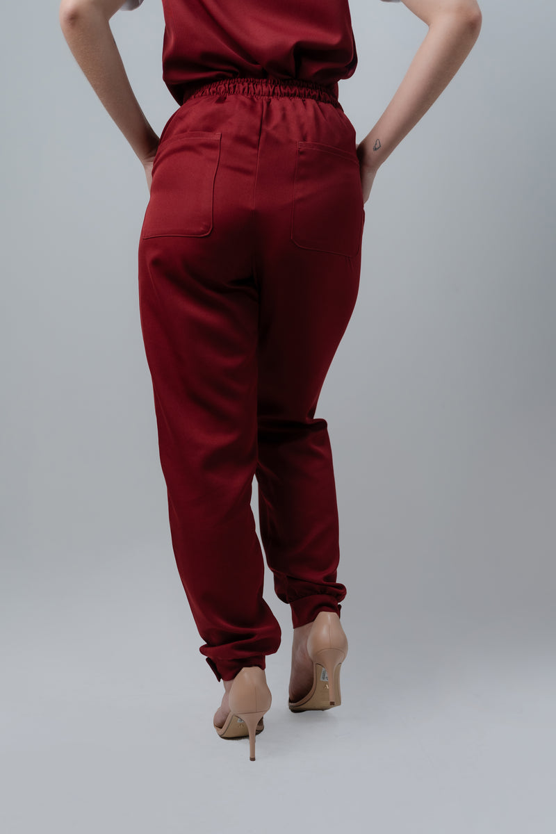 CALÇA JOGGER DE GABARDINE VINHO