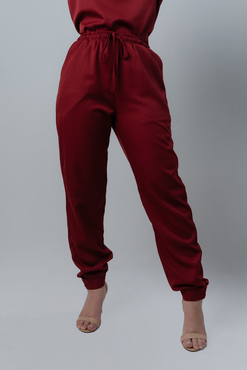 CALÇA JOGGER DE GABARDINE VINHO