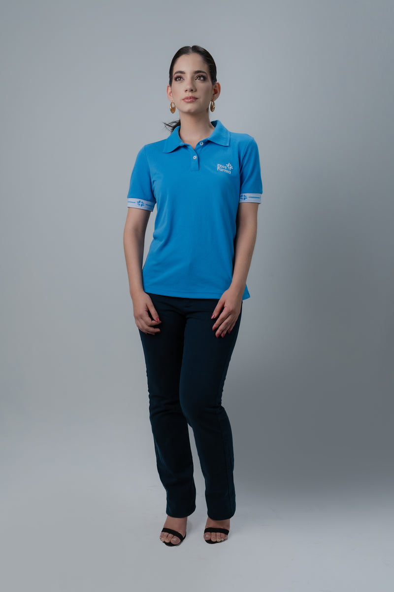 CAMISA POLO FEMININA AZUL TURQUESA