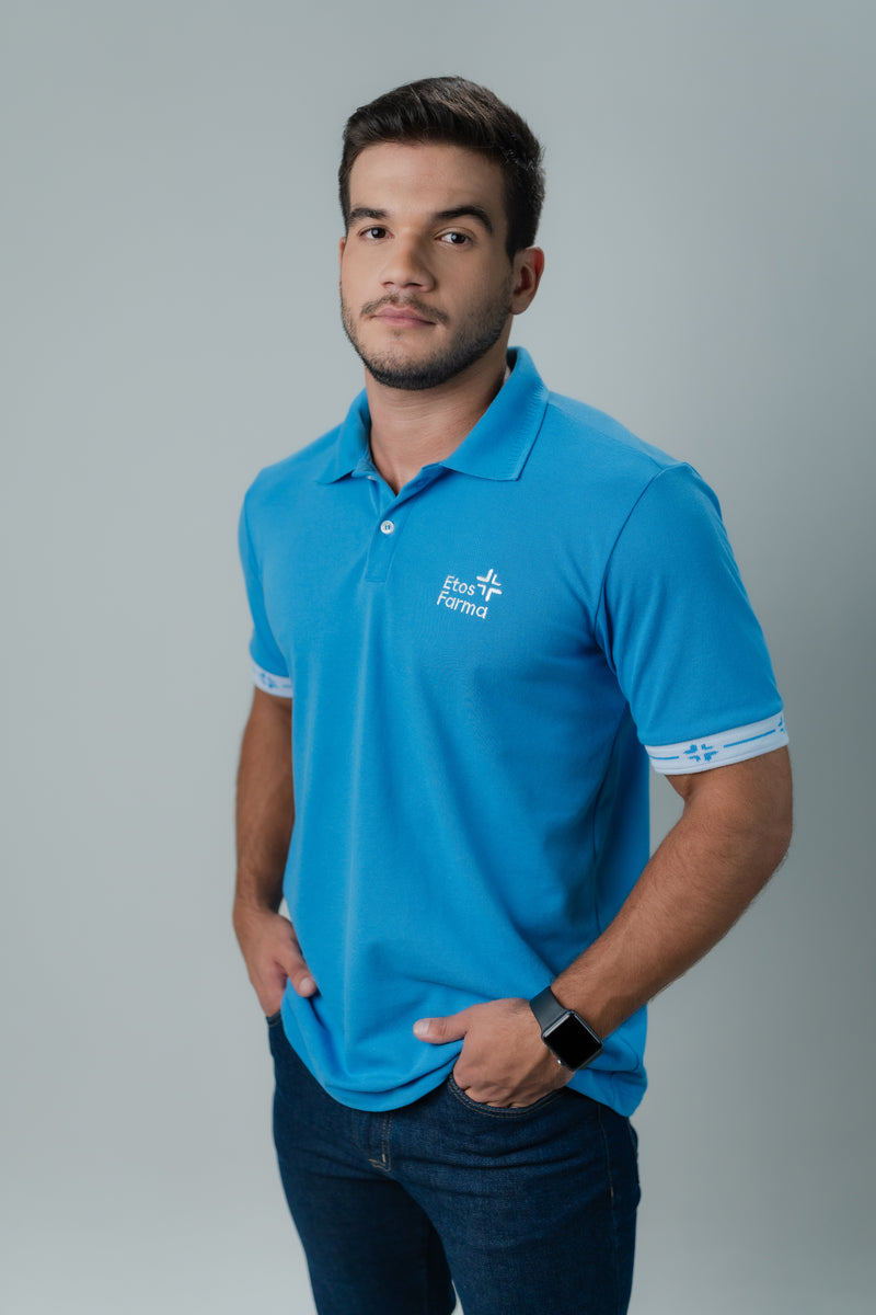 CAMISA POLO MASCULINA AZUL TURQUESA