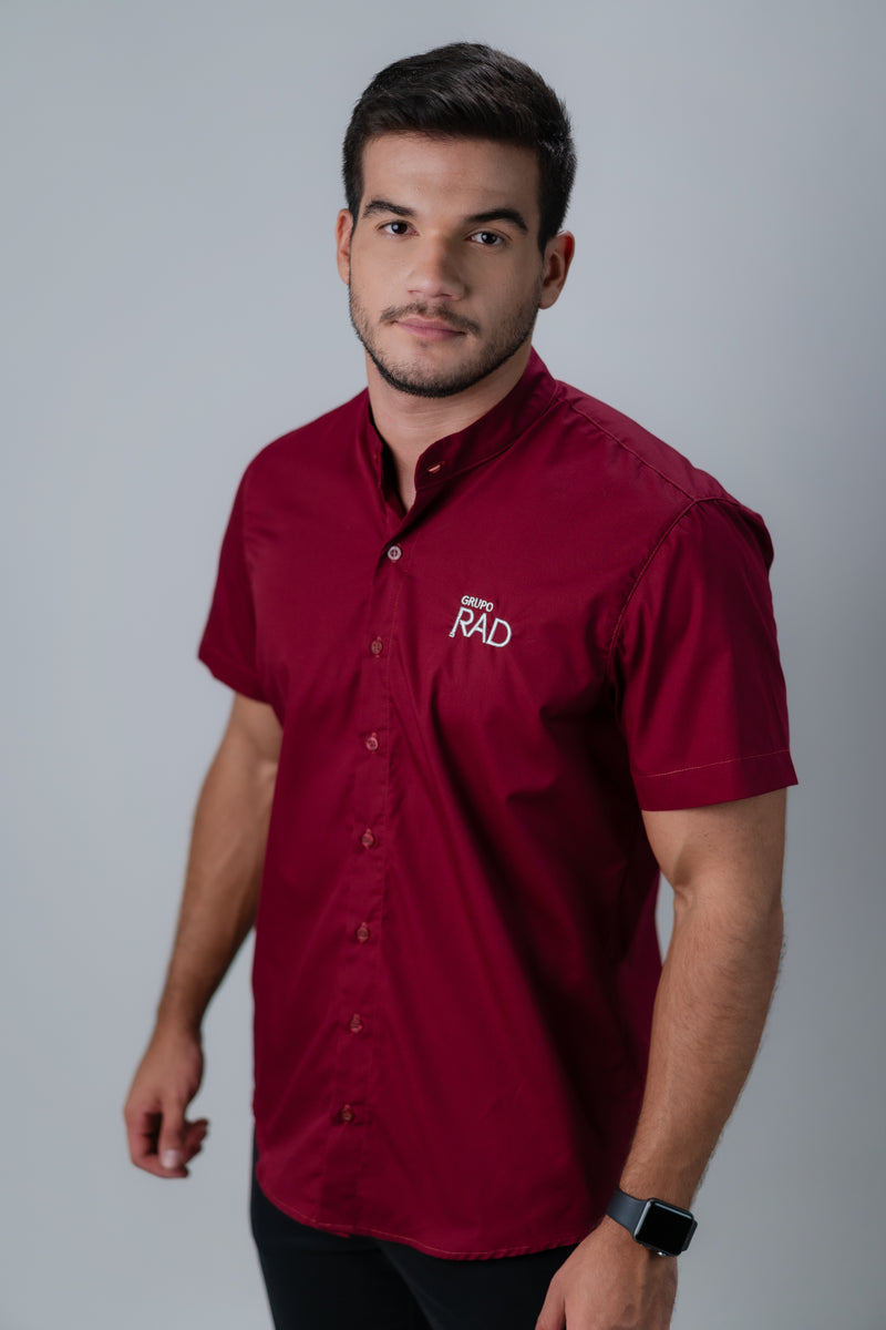 CAMISA SOCIAL MANGA CURTA MASCULINA VINHO