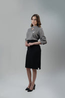 BLUSA MANGA LONGA FEMININA CINZA