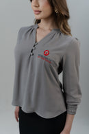 BLUSA BÁSICA MANGA LONGA FEMININA CINZA